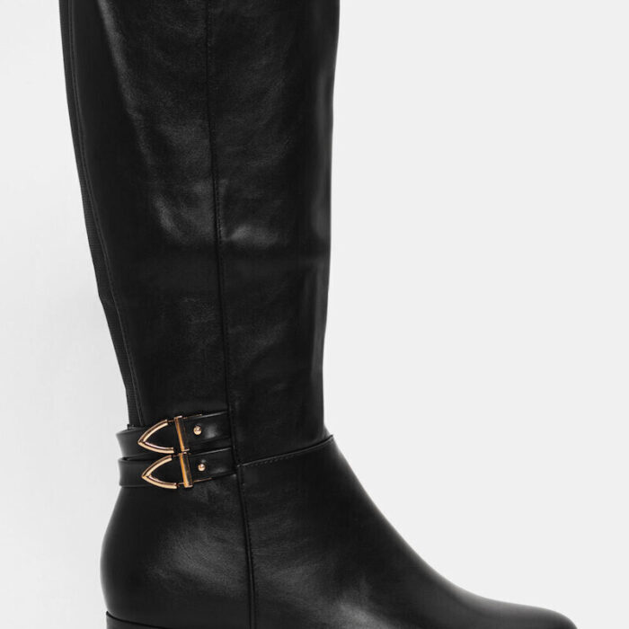 Tulipano Suede Γυναικείες Μπότες με Μεσαίο Τακούνι Μαύρες