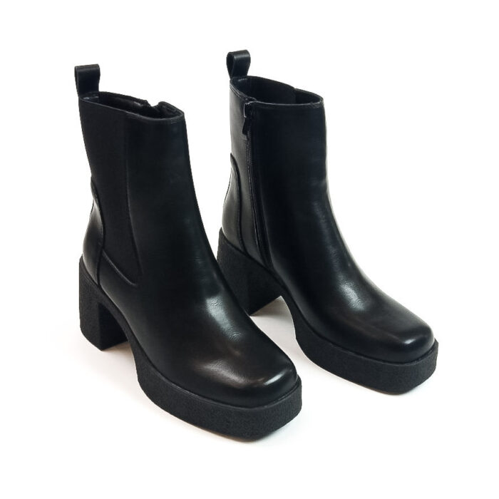 Alta Moda Γυναικεία Chelsea Μποτάκια με Μεσαίο Τακούνι Μαύρα