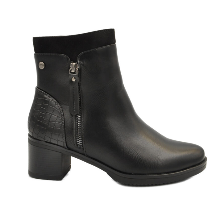 Blondie Suede Γυναικεία Μποτάκια με Μεσαίο Τακούνι Μαύρα