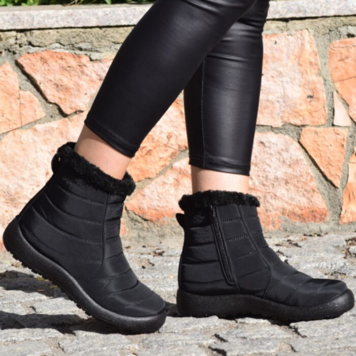 Blondie Γυναικεία Μποτάκια με Γούνα Μαύρα SD07016 - Lampis Shoes
