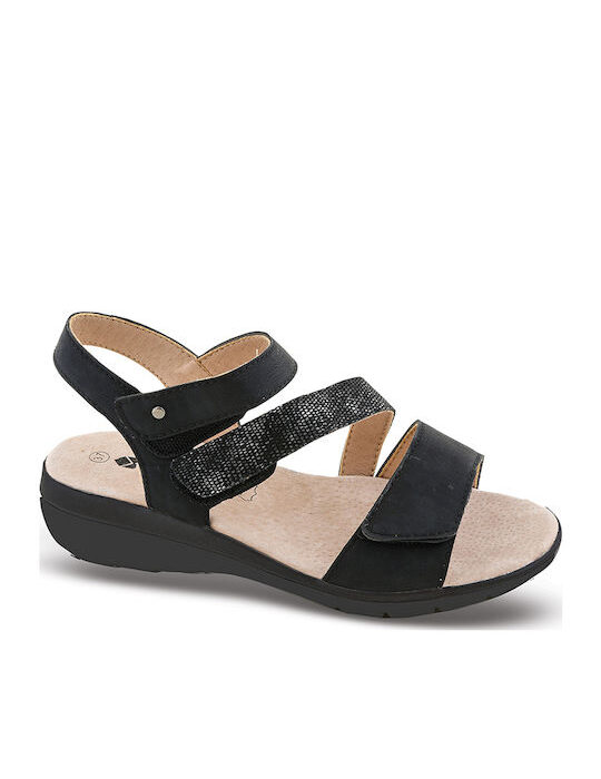 Blondie Δερμάτινα Γυναικεία Ανατομικά Σανδάλια Μαύρα