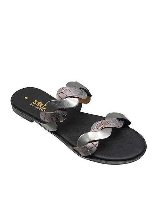 Sabino 3503-3 Δερμάτινα Γυναικεία Σανδάλια Ασημί