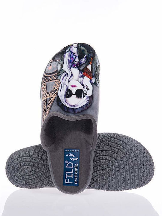 Fild Anatomic S43 Χειμερινές Γυναικείες Παντόφλες Γκρι