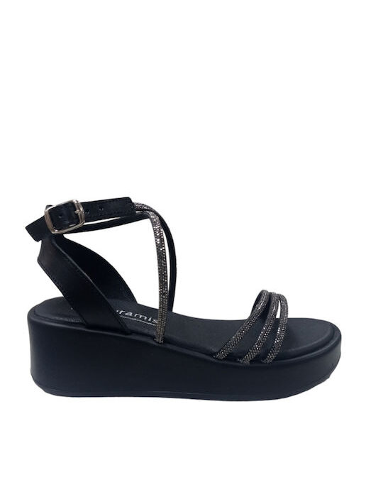Pyramis Καλοκαιρινές Γυναικείες Πλατφόρμες Μαύρες