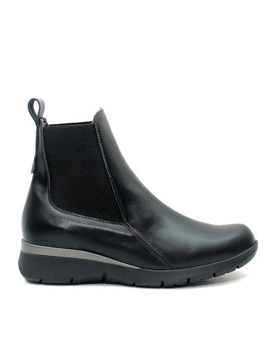 Pyramis Δερμάτινα Γυναικεία Chelsea Μποτάκια Μαύρα