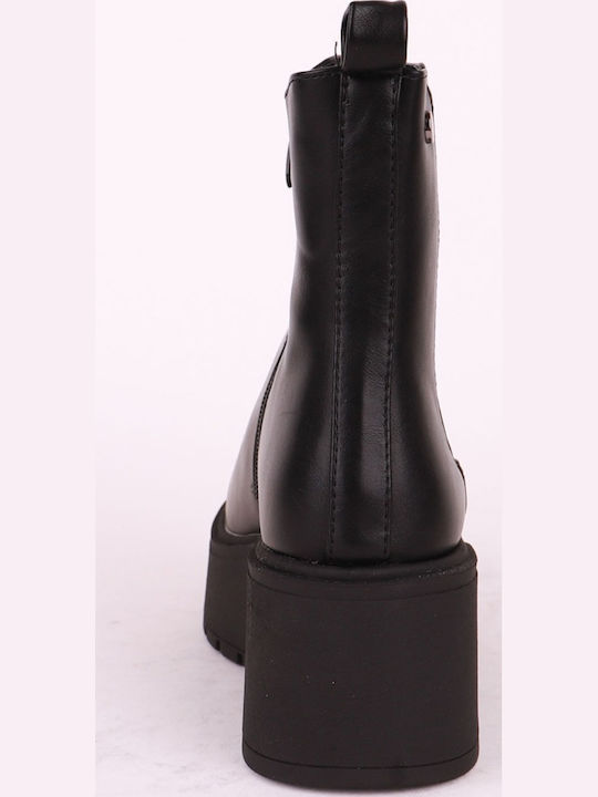 Plato Γυναικεία Μποτάκια με Πλατφόρμα Μαύρα - Image 3