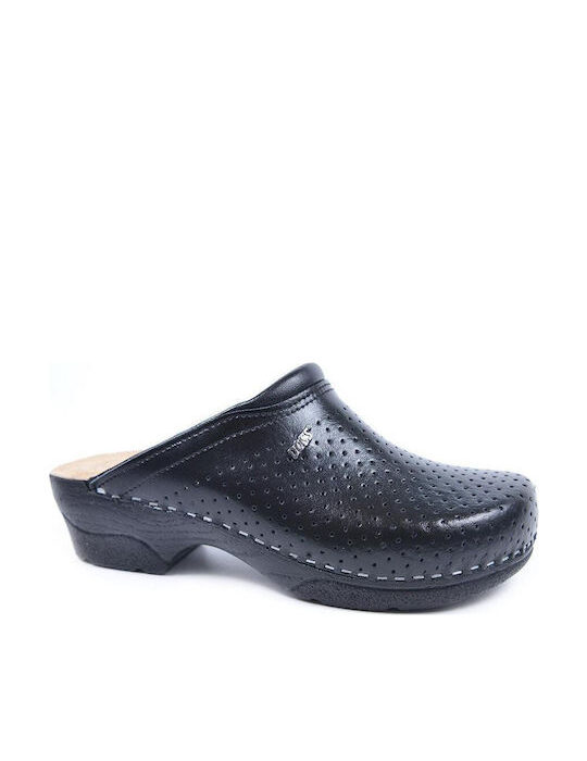Comfort Way Shoes Γυναικεία Δερμάτινα Ανατομικά Σαμπό Μαύρα