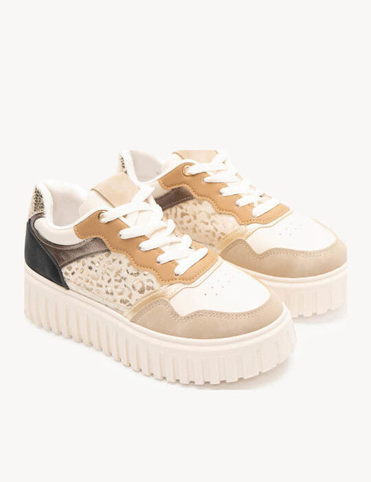 Μπεζ Chunky Sneakers Print & Μοντέρνες Λεπτομέρειες
