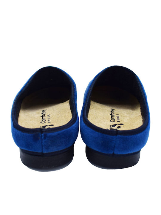 Comfort Way ShoesΑνατομικές Δερμάτινες Γυναικείες Παντόφλες Μπλε - Image 2