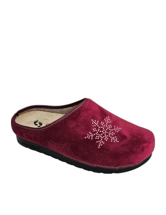 Comfort Way ShoesΑνατομικές Δερμάτινες Γυναικείες Παντόφλες Μπορντό