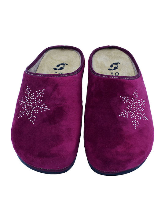 Comfort Way ShoesΑνατομικές Δερμάτινες Γυναικείες Παντόφλες Μπορντό - Image 2