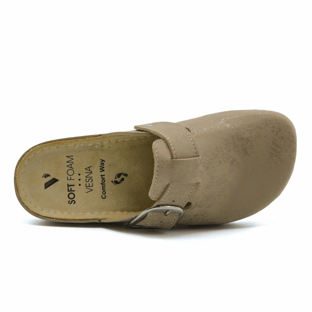 Vesna Γυναικεία Ανατομικά Σαμπό Μπεζ 326 - Lampis Shoes