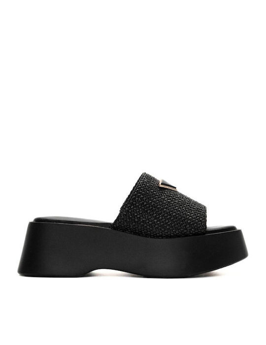 Alta Moda Γυναικεία Σανδάλια Flatforms Μαύρα