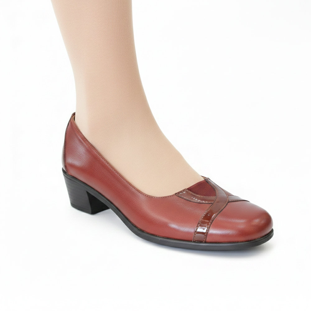 Aeroflex Γυναικείες Δερμάτινες Γόβες Μπορντώ 571 - Lampis Shoes