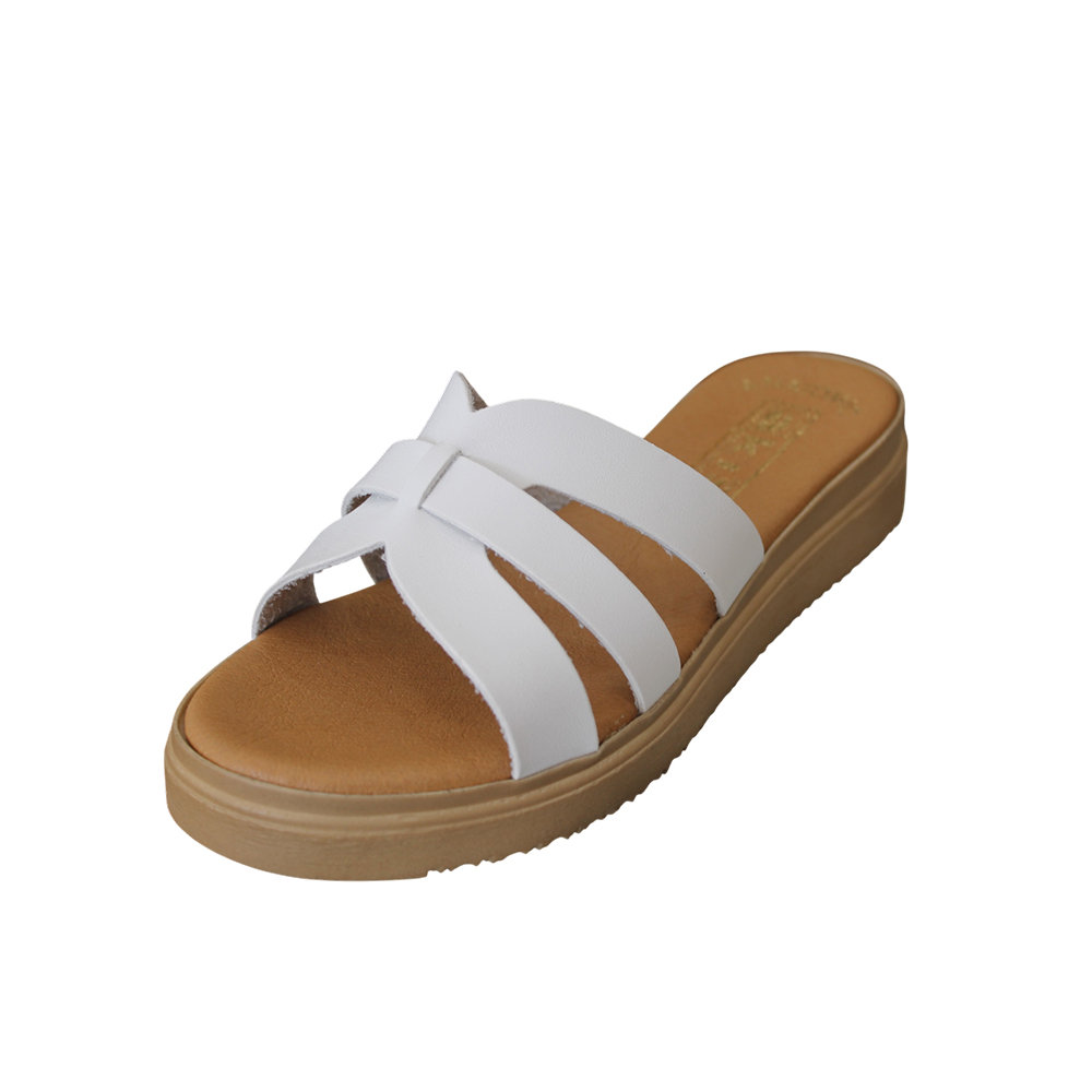 Akis Γυναικεία Σανδάλια Flatforms Λευκά - Lampis Shoes