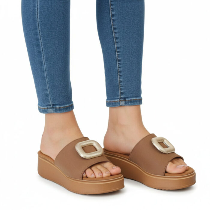 Akis Γυναικείες Πλατφόρμες Καφέ 1406 - Lampis Shoes