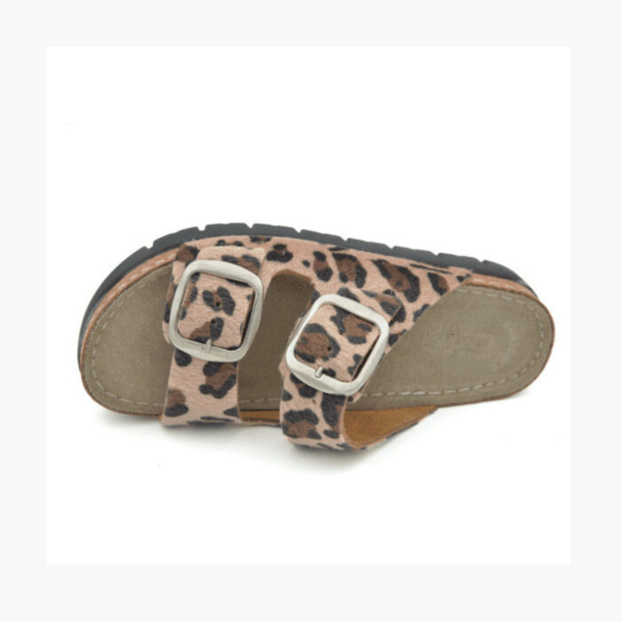 Comfort Way Shoes Γυναικεία Δερμάτινα Ανατομικά Σανδάλια Flatforms Λεοπάρ 617 - Lampis Shoes