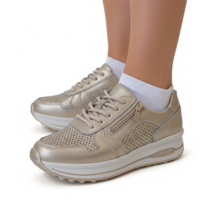 La Bottine Souriante Γυναικεία Sneakers Χρυσό 5118 - Lampis Shoes