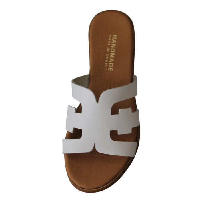 Lampis Shoes Handmade Γυναικεία Δερμάτινα Σανδάλια Flatforms Λευκά - Lampis Shoes