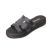 Lampis Shoes Handmade Γυναικεία Δερμάτινα Σανδάλια Flatforms Μαύρα - Lampis Shoes