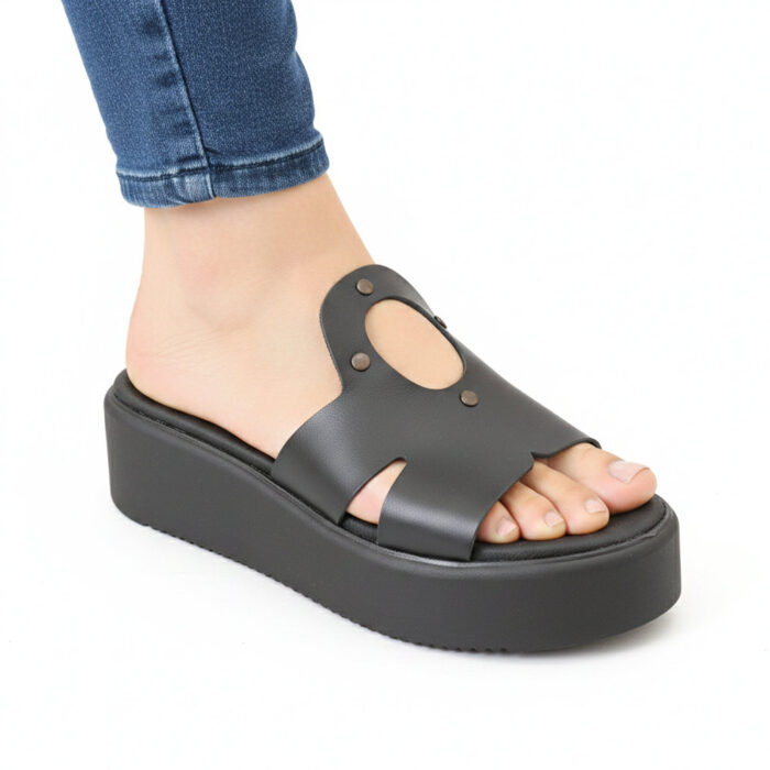 Lampis Shoes Handmade Γυναικείες Δερμάτινες Πλατφόρμες Μαύρες 850 - Lampis Shoes