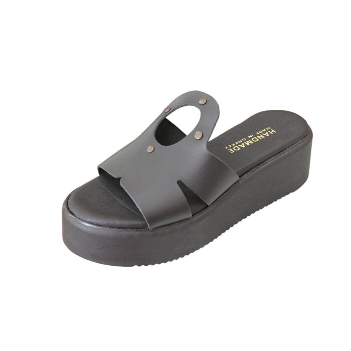 Lampis Shoes Handmade Γυναικείες Δερμάτινες Πλατφόρμες Μαύρες 850 - Lampis Shoes