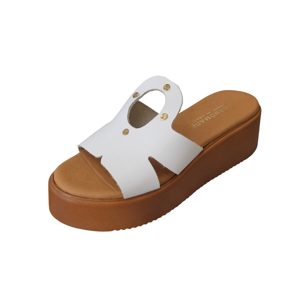 Lampis Shoes Handmade Γυναικείες Δερμάτινες Πλατφόρμες Λευκές 850 - Lampis Shoes