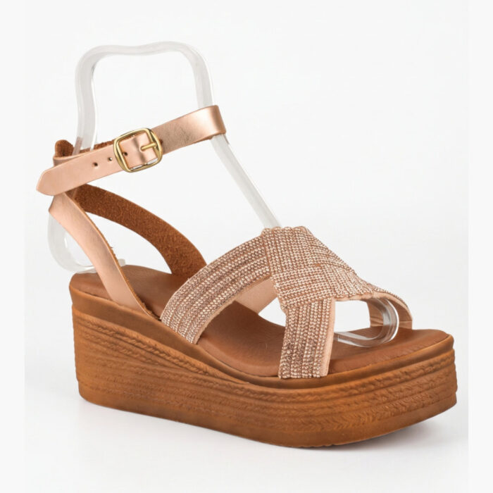 Lampis Shoes Handmade Γυναικείες Πλατφόρμες Μπρονζέ 401 - Lampis Shoes