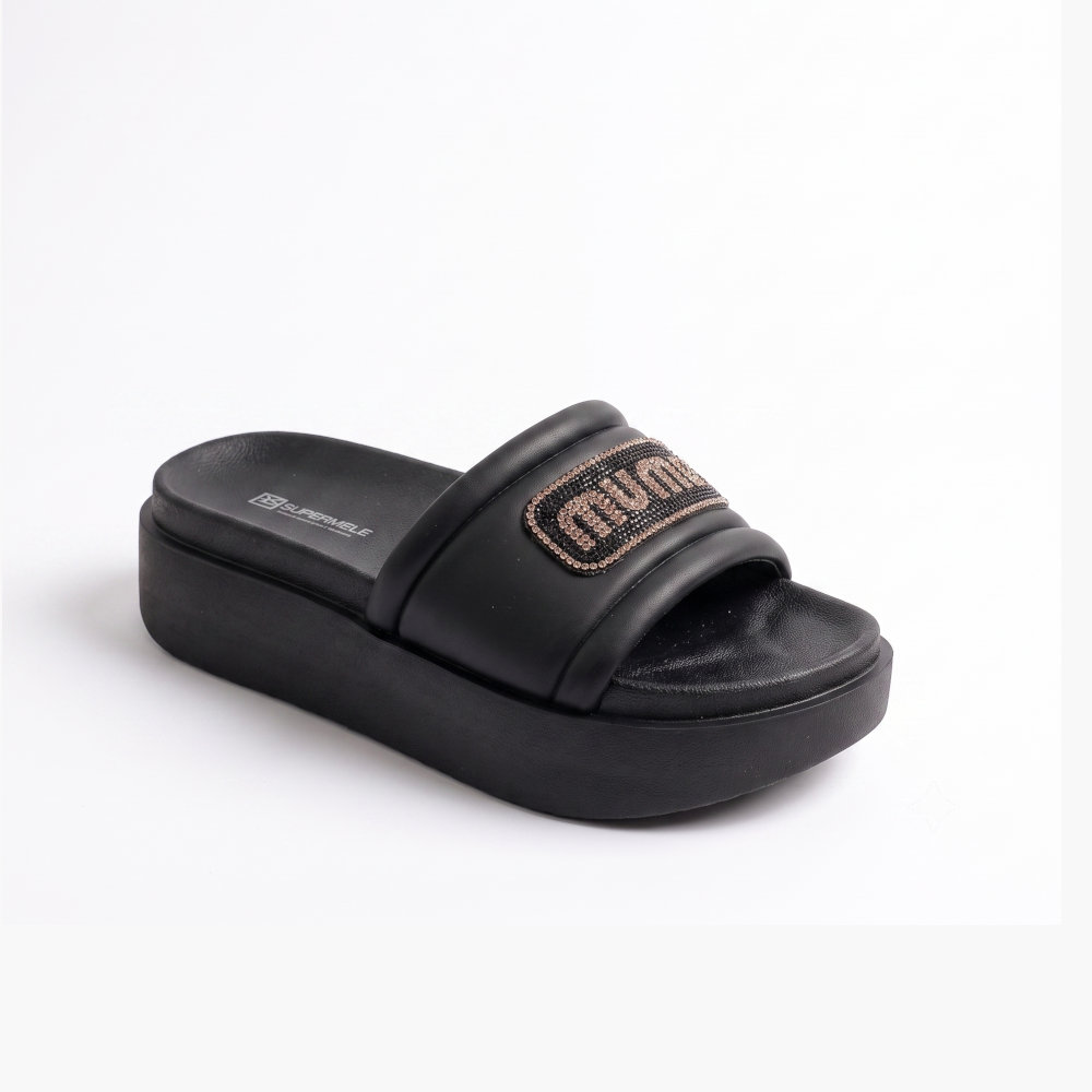 Lida Γυναικείες Σαγιονάρες Μαύρες 5032-045 - Lampis Shoes