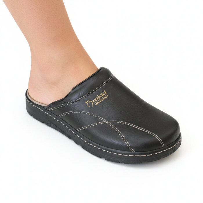 Midd Anatomic Ανδρικές Παντόφλες Μαύρες A6760B - Lampis Shoes