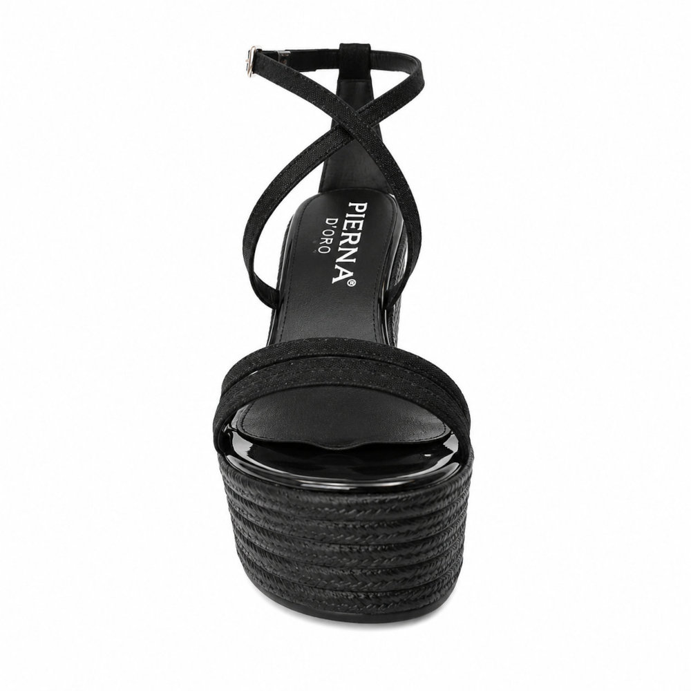 Pierno D'Oro Γυναικεία Σανδάλια Platforms Μαύρα 1133-37 - Lampis Shoes