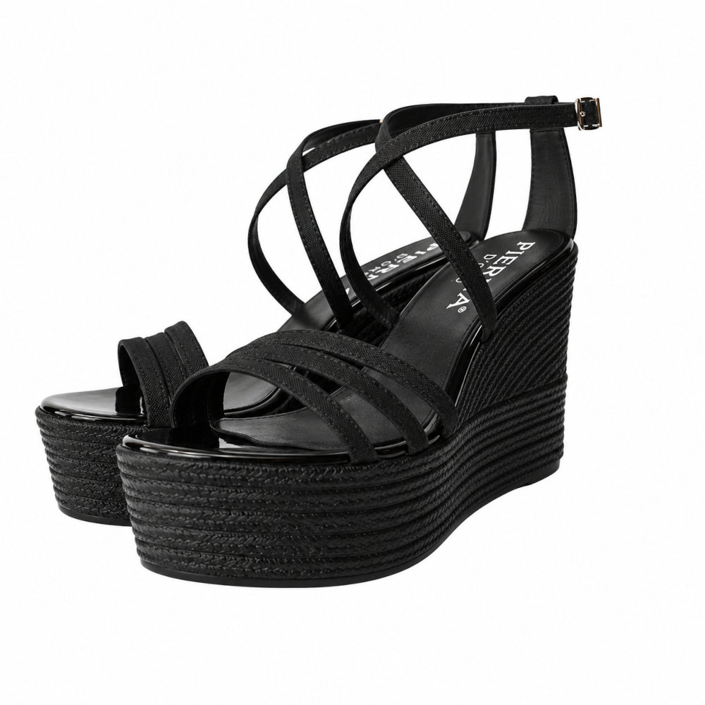 Pierno D'Oro Γυναικεία Σανδάλια Platforms Μαύρα 1133-37 - Lampis Shoes