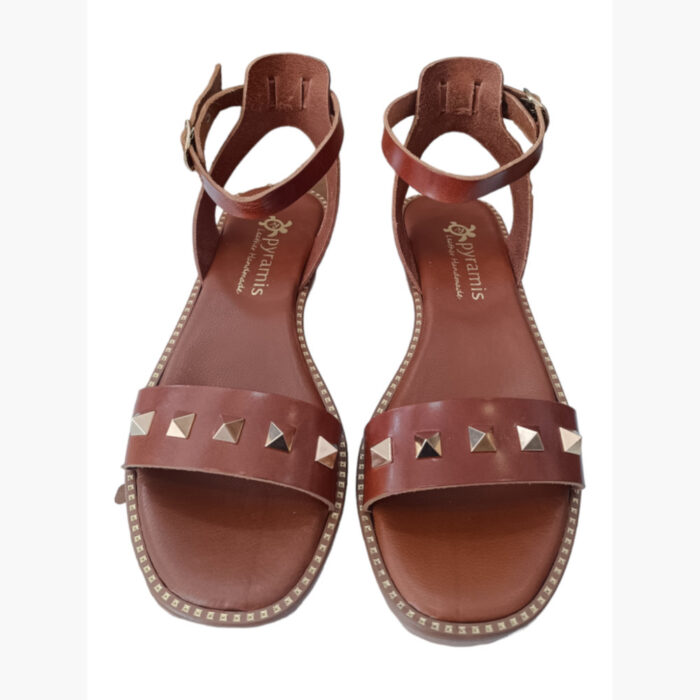 Pyramis Γυναικεία Δερμάτινα Ανατομικά Σανδάλια Ταμπά - Lampis Shoes