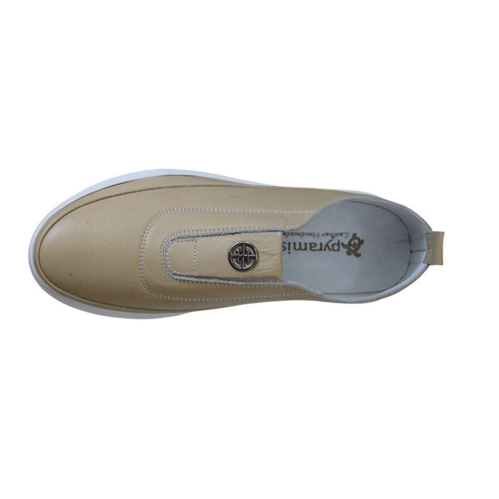 Pyramis Γυναικεία Δερμάτινα Slip-On Μπεζ 661/02 - Lampis Shoes