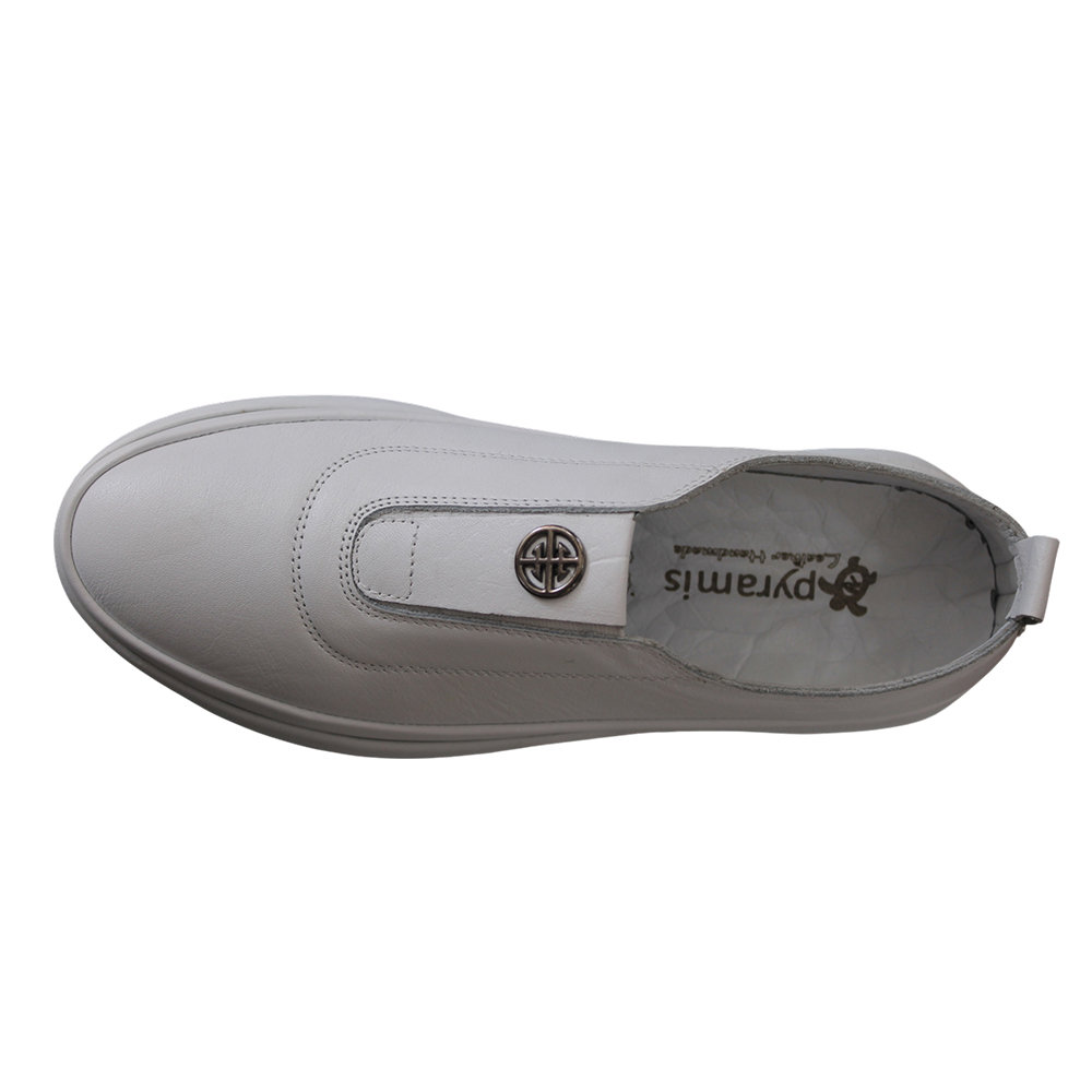 Pyramis Γυναικεία Δερμάτινα Slip-On Λευκά 661/02 - Lampis Shoes