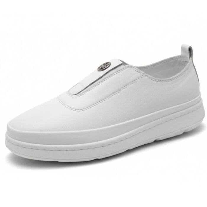 Pyramis Γυναικεία Δερμάτινα Slip-On Λευκά 661/02 - Lampis Shoes