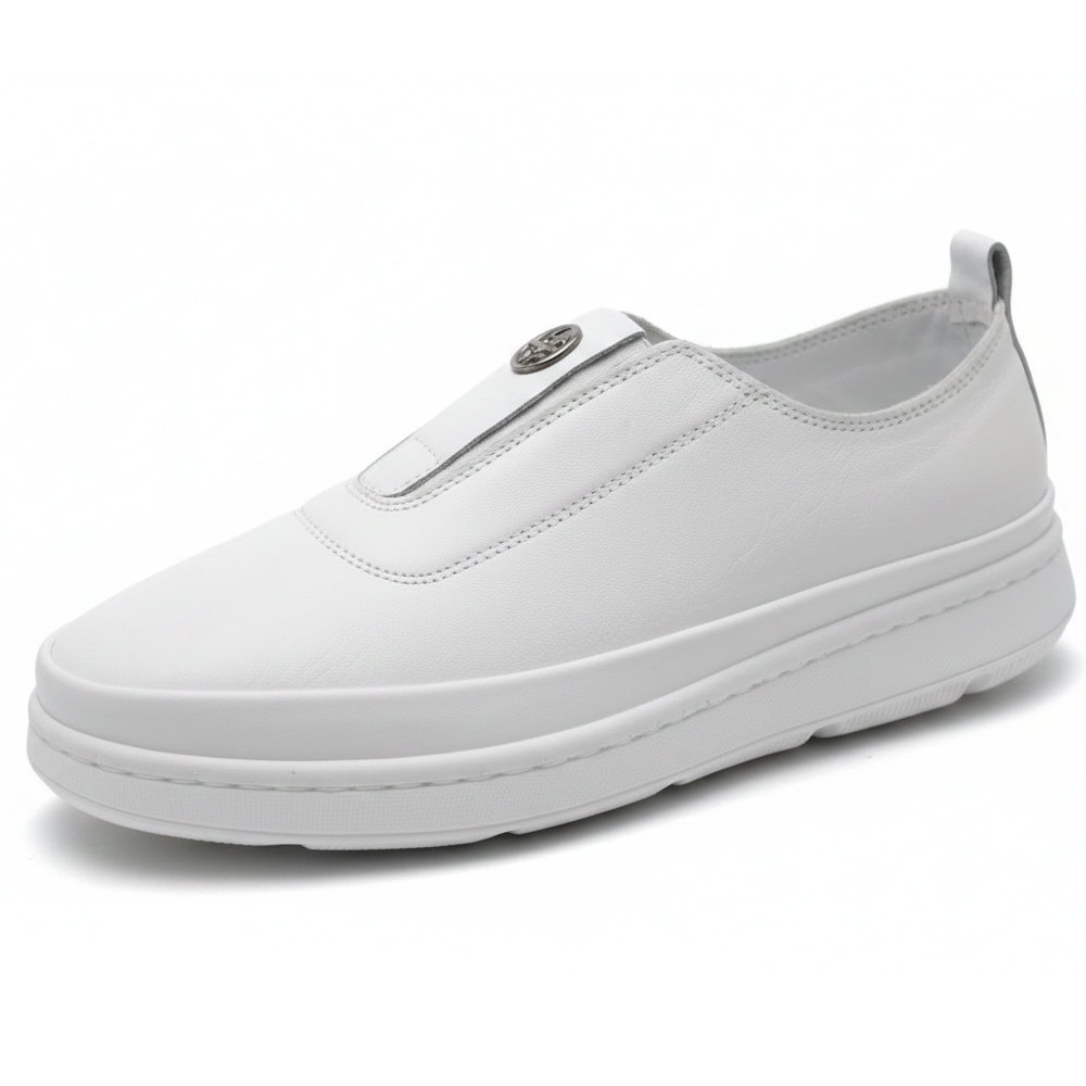 Pyramis Γυναικεία Δερμάτινα Slip-On Λευκά 661/02 - Lampis Shoes