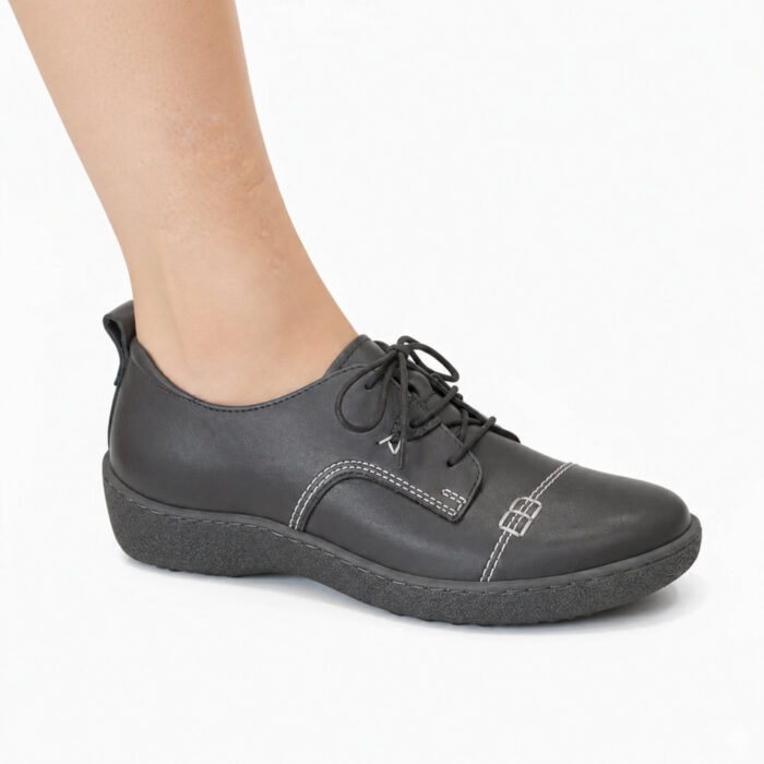 Pyramis Remake Γυναικεία Δερμάτινα Sneakers Μαύρα 552/9002 - Lampis Shoes