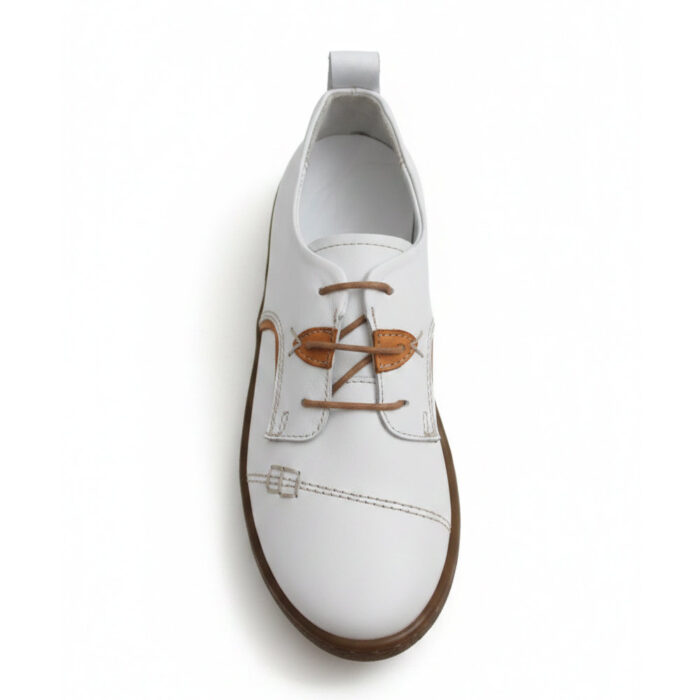 Pyramis Remake Γυναικεία Δερμάτινα Sneakers Λευκά 552/9002 - Lampis Shoes