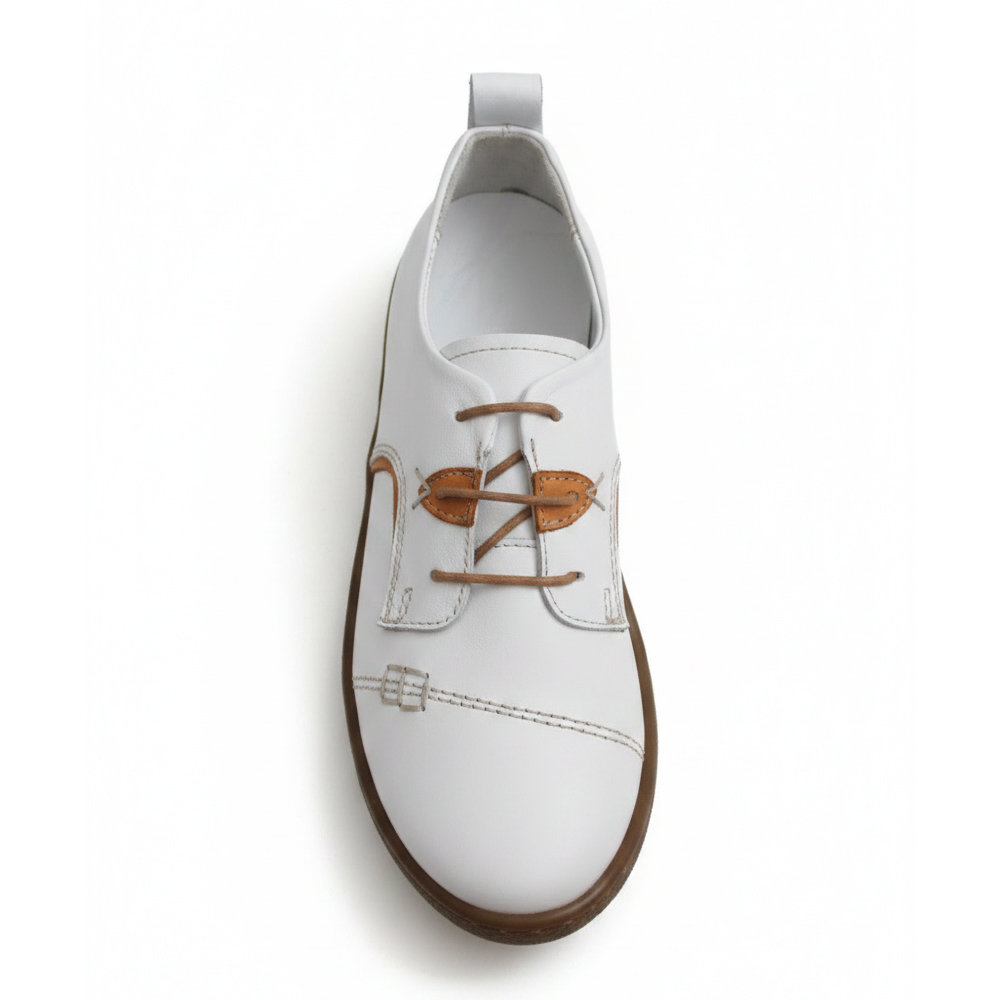Pyramis Remake Γυναικεία Δερμάτινα Sneakers Λευκά 552/9002 - Lampis Shoes