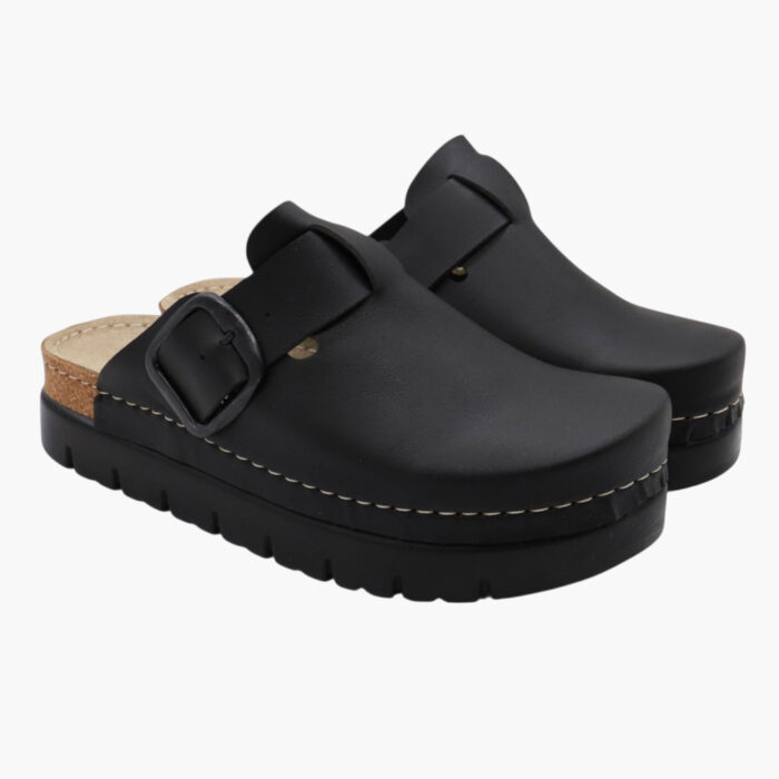 Vesna Γυναικεία Ανατομικά Σαμπό Μαύρα 610 - Lampis Shoes