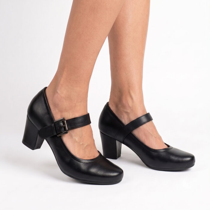 Blondie Γόβες με Λουράκι Μαύρες SD33117 - Lampis Shoes