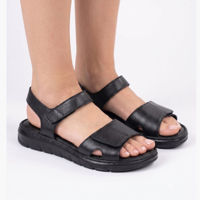 Pyramis Γυναικεία Flatforms Μαύρα 961/315 - Lampis Shoes