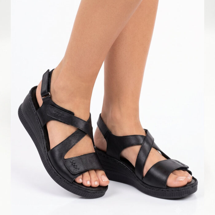 Pyramis Γυναικεία Σανδάλια Platforms Μαύρα 961/101 - Lampis Shoes
