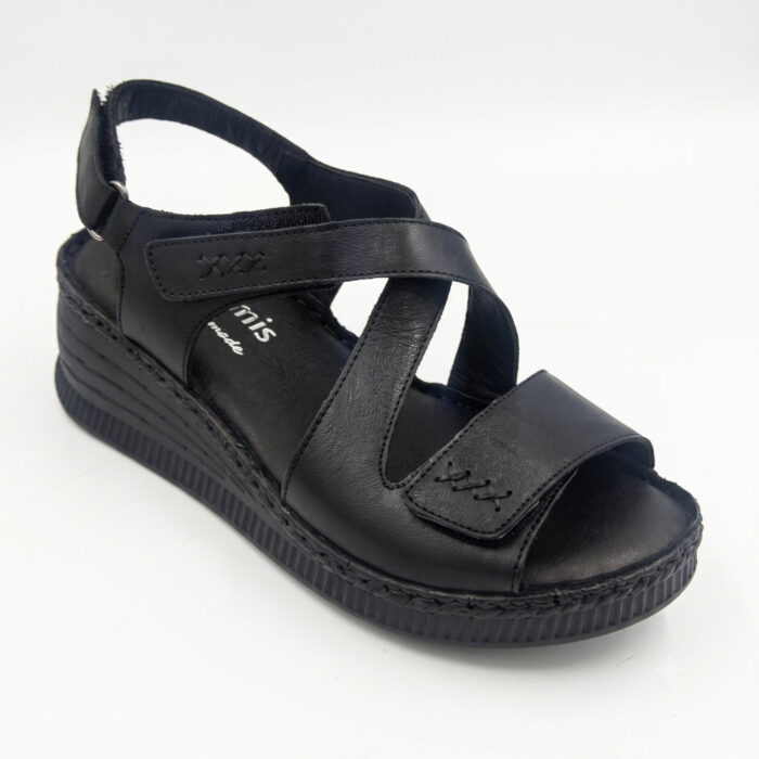 Pyramis Γυναικεία Σανδάλια Platforms Μαύρα 961/101 - Lampis Shoes