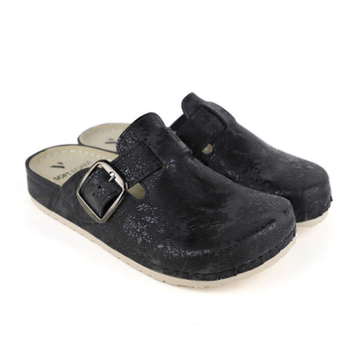 Vesna Γυναικεία Ανατομικά Σαμπό Μαύρα 326 - Lampis Shoes