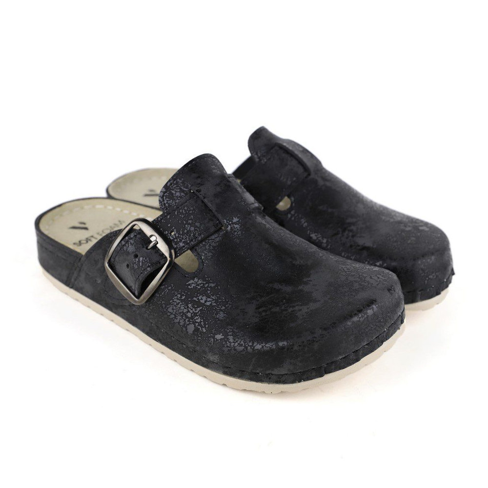 Vesna Γυναικεία Ανατομικά Σαμπό Μαύρα 326 - Lampis Shoes