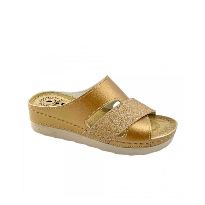 Vesna Γυναικεία Ανατομικά Σανδάλια Χρυσά 197 - Lampis Shoes