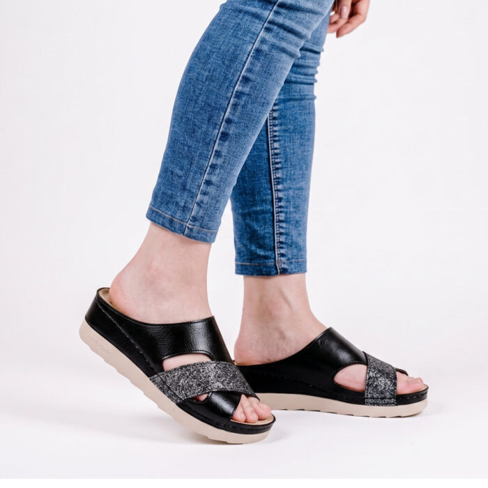 Vesna Γυναικεία Ανατομικά Σανδάλια Μαύρα 197 - Lampis Shoes
