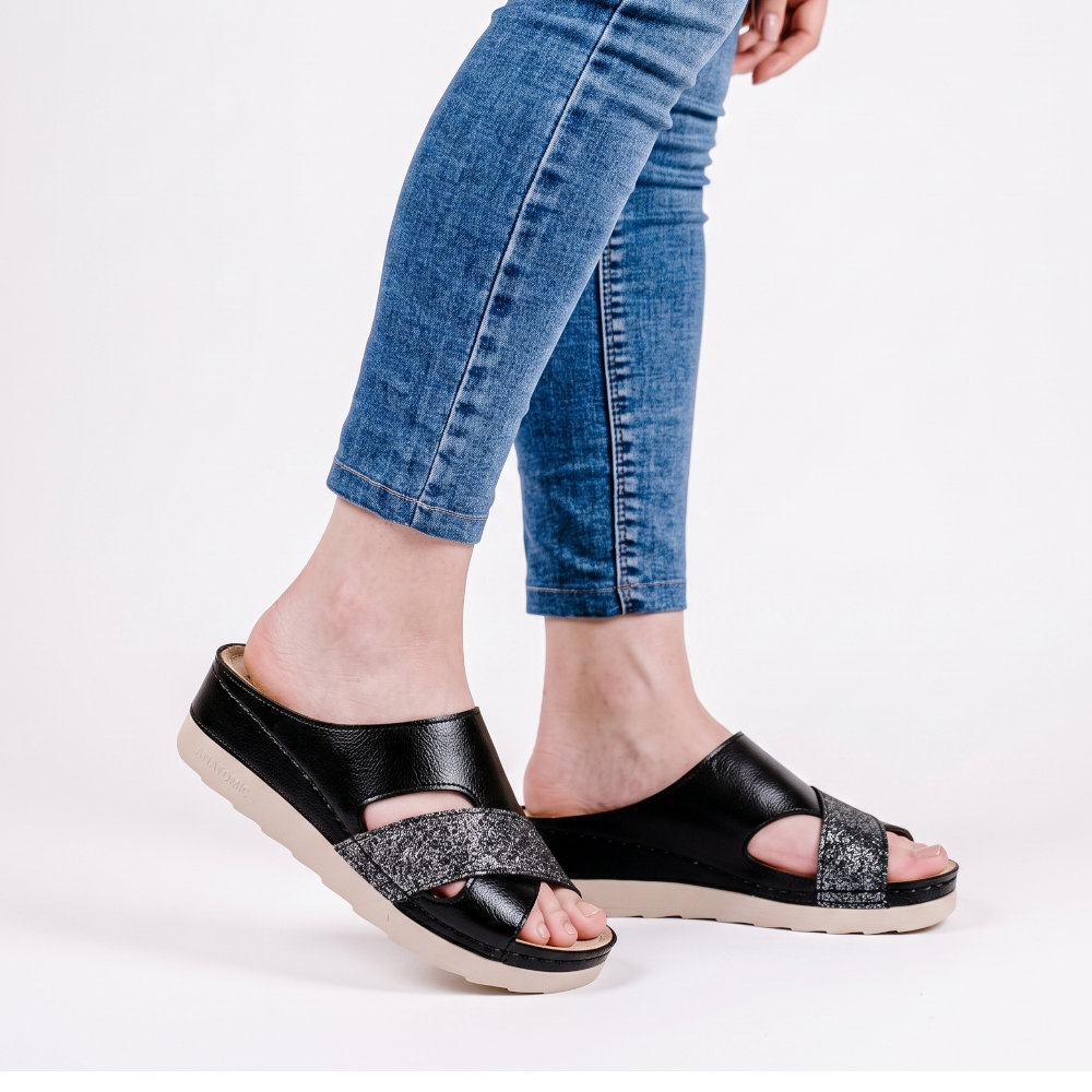 Vesna Γυναικεία Ανατομικά Σανδάλια Μαύρα 197 - Lampis Shoes